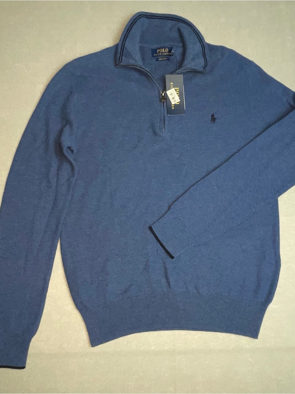 Polo by Ralph Lauren 100 % Pima Cotton Men's Navy Blue Half-Zip Sweater